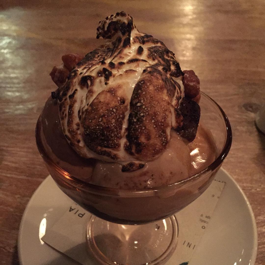 Suzanne Ko: Really loved my dessert at @monteverdechi: Affogato Brownie Sundae | espresso, marshmallow fluff, candies hazelnuts, scoops of hazelnut/chocolate stracciatella/vanilla bean ice cream